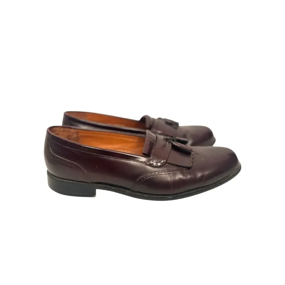 Bostonian Classics Kiltie Tassel Wingtip Leather Loafers Mens 13 Oxblood Shoes